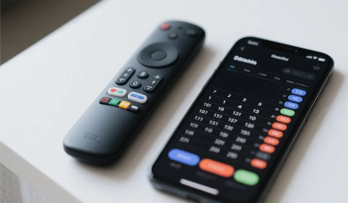 用遥控器与手机快速找到赛程入口的示意图