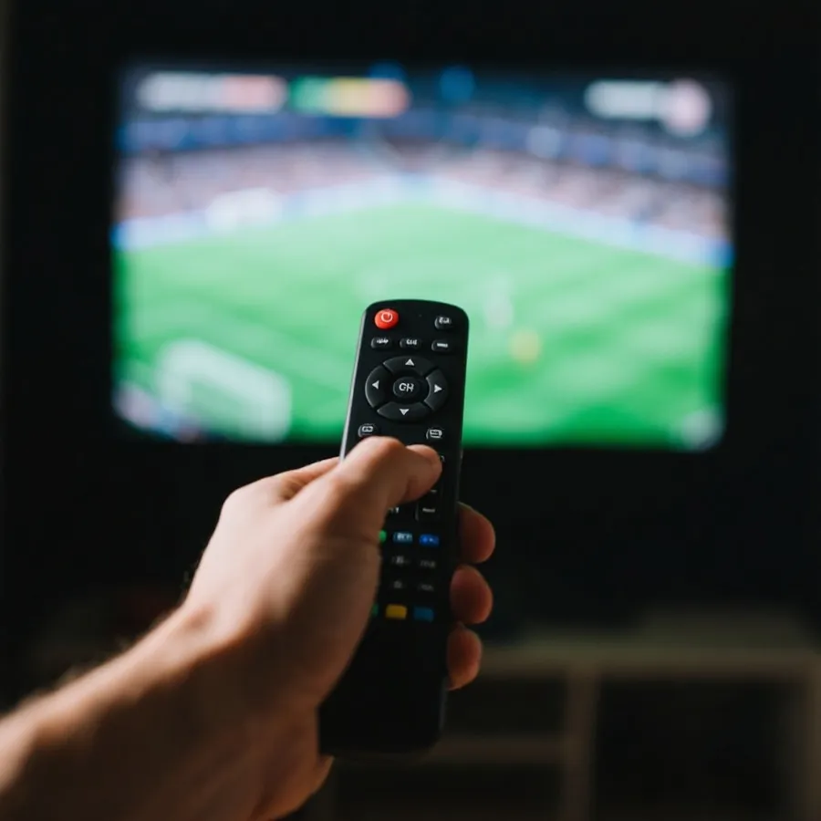 使用遥控器在大屏上切换直播的示意图