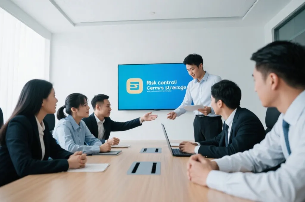 团队讨论风险控制与客服策略的会议室
